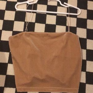 Velvet cord strap crop top